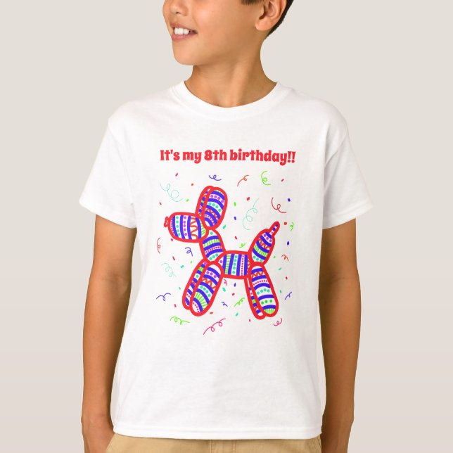 Personalised Balloon Dog Party Boys' T-Shirt (Front)