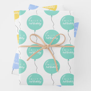 Personalised Balloon Party birthday christening Wrapping Paper Sheet
