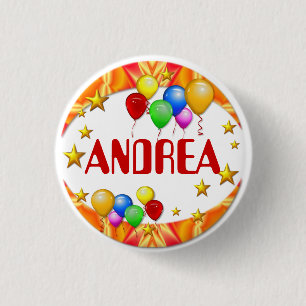 Personalised Balloons & Stars Kid's Name Button