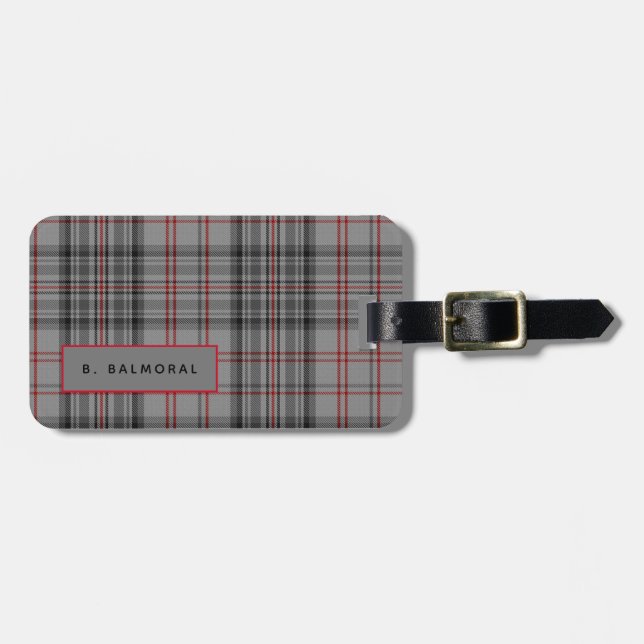 Personalised Balmoral Tartan Mens Luggage Tag (Front Horizontal)