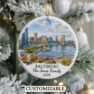 Personalised Baltimore Ornament, Custom Maryland Ceramic Tree Decoration