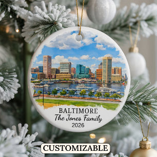 Personalised Baltimore Ornament, Custom Maryland Ceramic Tree Decoration