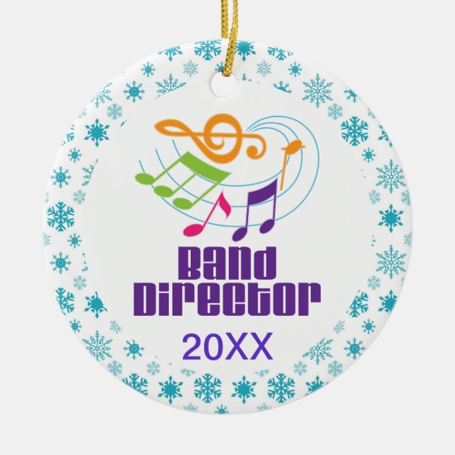Personalised Band Director Christmas Gift Ceramic Tree Decoration (Front)