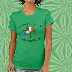 Personalised Bangladesh Ireland USA Shamrock T-Shirt