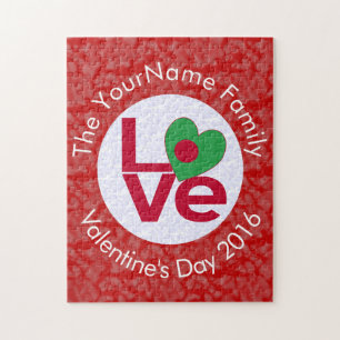 Personalised Bangladeshi Red LOVE Flag Jigsaw Puzzle