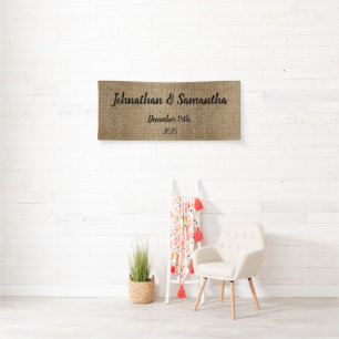 Personalised Banner rustic burlap nature pattern