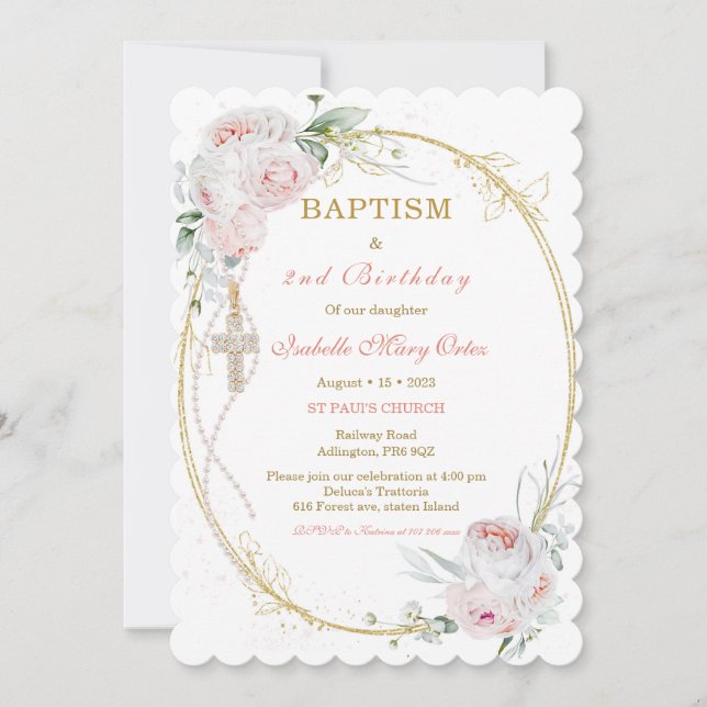 Personalised  Baptism and 2nd Birthday Invitation (Front)