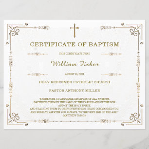 Personalised Baptism Certificate Template Editable
