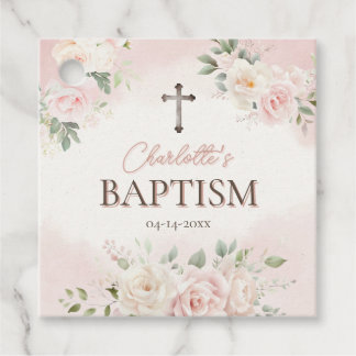 Personalised Baptism Gift Tags -  Roses Favour Tag