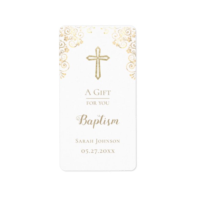 Personalised Baptism Gold Hand Sanitizer  Label (Front)