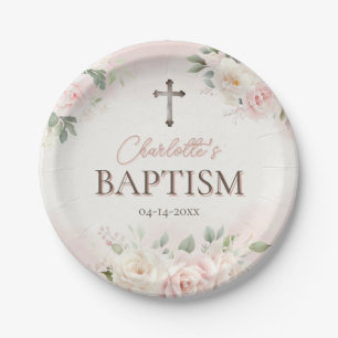 Personalised Baptism Plate -  Roses Favour Tags