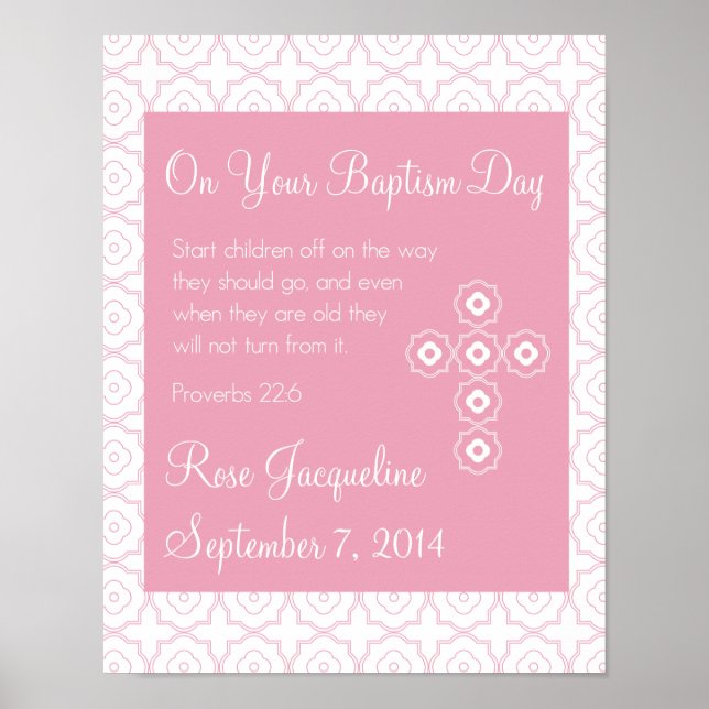 Personalised Baptism Print for Girl - 11x14 (Front)