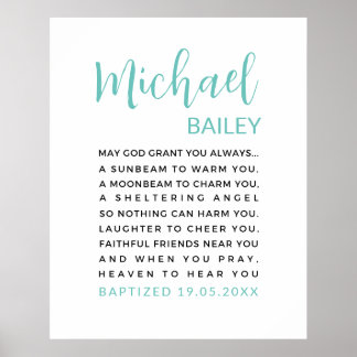 Personalised Baptism Printable, Boy Baptism Gift Poster