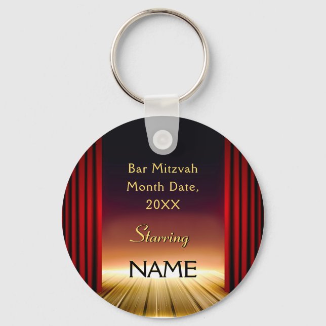 Personalised Bar Mitzvah Party Favours Giveaways Key Ring (Front)