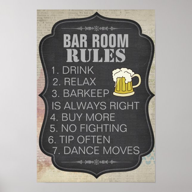 Personalised Bar Room Rules Poster (Front)