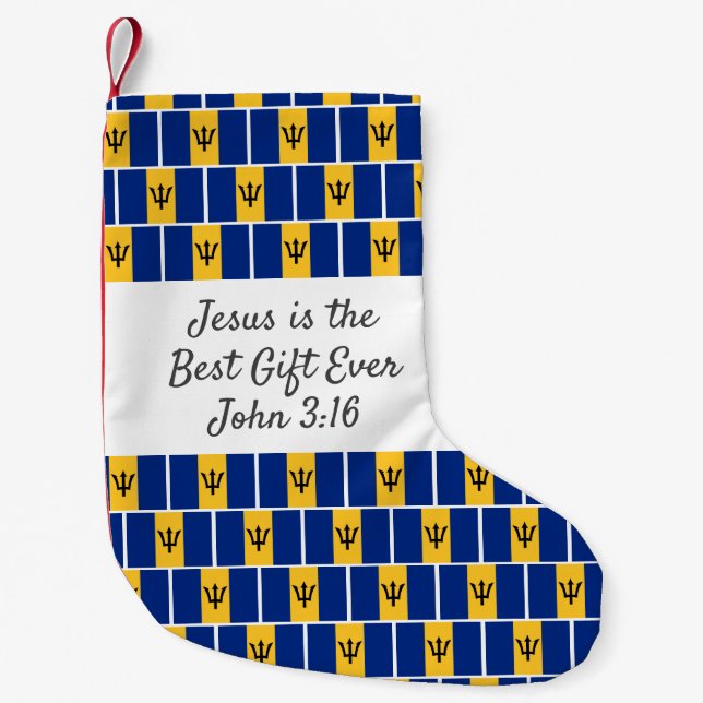 Personalised BARBADOS FLAG Small Christmas Stocking (Front)
