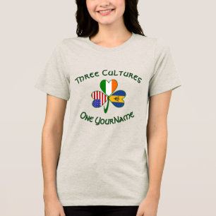Personalised Barbados Ireland USA Shamrock Women's Tri-Blend Shirt