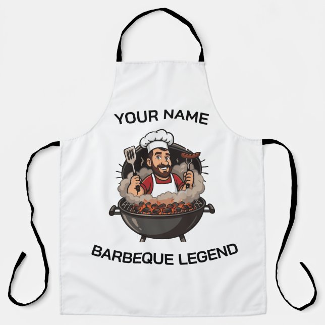 Personalised Barbecue Legend | BBQ Chef with Name  Apron (Front)