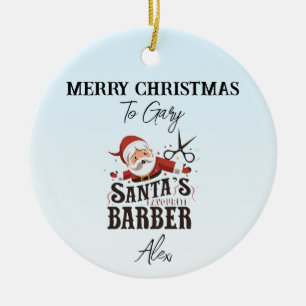 Personalised Barber Christmas Card Ceramic Tree Decoration