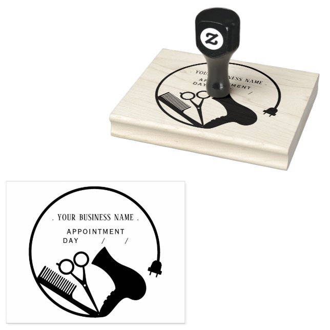 Personalised barber Round Rubber Stamp (Stamped)