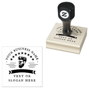 Personalised barber Round Rubber Stamp