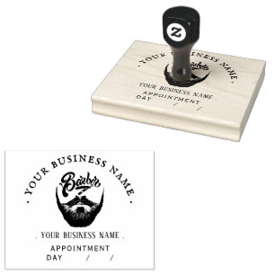 Personalised barber Round Rubber Stamp