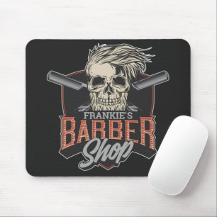 Personalised Barber Shop Hipster Skull and Razors Mouse Pad