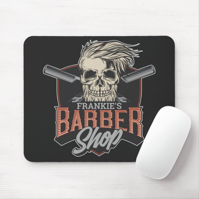 Personalised Barber Shop Hipster Skull and Razors  Mouse Pad (With Mouse)