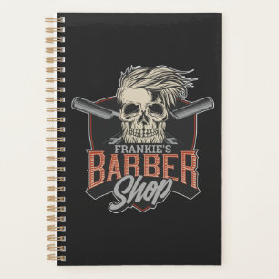 Personalised Barber Shop Hipster Skull and Razors  Planner