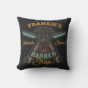 Personalised Barber Shop Retro Haircuts Shaves Cushion