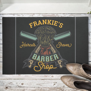Personalised Barber Shop Retro Haircuts Shaves  Doormat