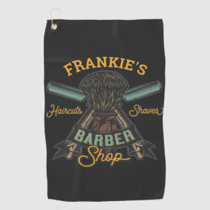 Personalised Barber Shop Retro Haircuts Shaves Golf Towel