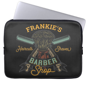 Personalised Barber Shop Retro Haircuts Shaves Laptop Sleeve