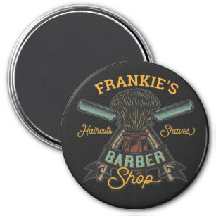 Personalised Barber Shop Retro Haircuts Shaves Magnet