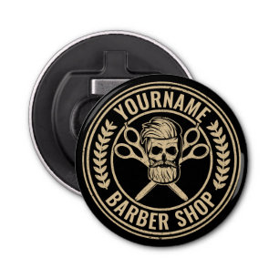 Personalised Barber Shop Skull Rockabilly Salon Bottle Opener
