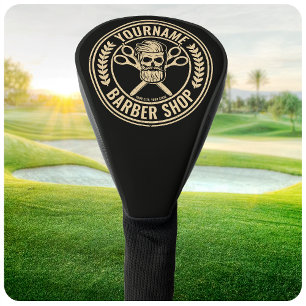Personalised Barber Shop Skull Rockabilly Salon   Golf Head Cover