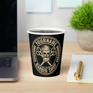 Personalised Barber Shop Skull Rockabilly Salon  Paper Cups