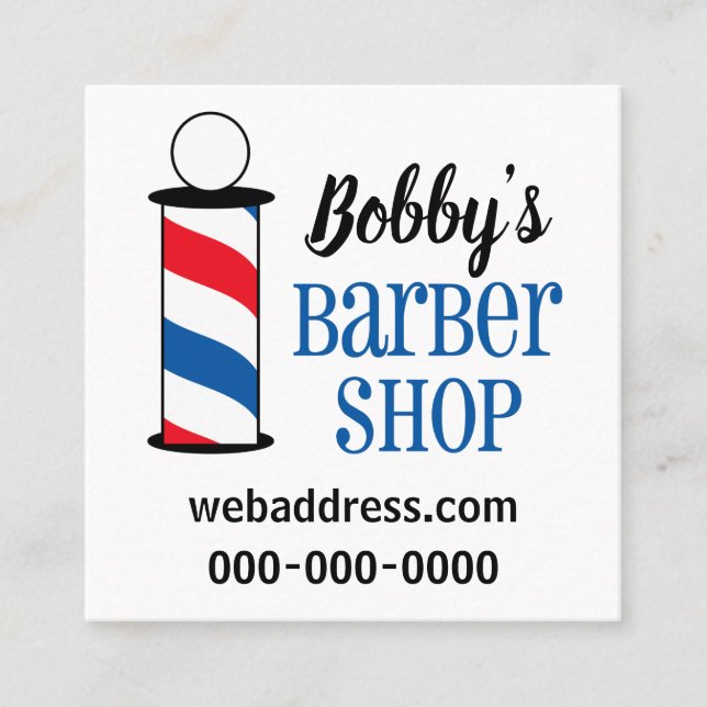Personalised Barber Shop Square Business Card (Front)