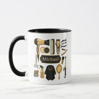 Personalised Barber Tools Custom Name Coffee Mug