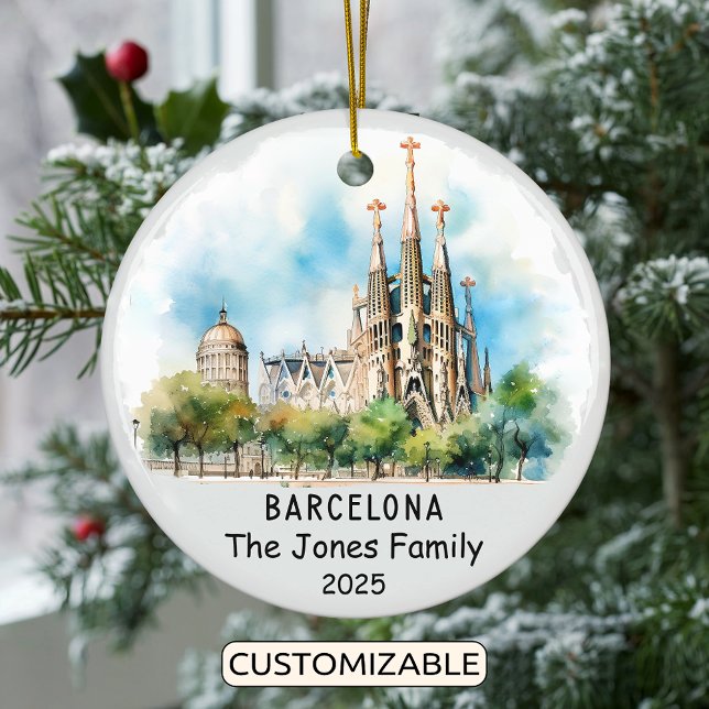 Personalised Barcelona Ornament, Spain Ceramic Tree Decoration (Creator Uploaded)