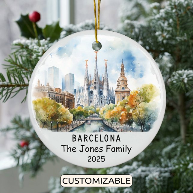Personalised Barcelona Ornament, Spain Ceramic Tree Decoration (Creator Uploaded)