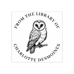 Personalised Barn Owl Book Stamp Custom Ex libris