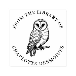 Personalised Barn Owl Book Stamp Custom Ex libris