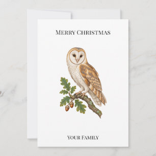 Personalised Barn Owl Family Christmas Holiday Card