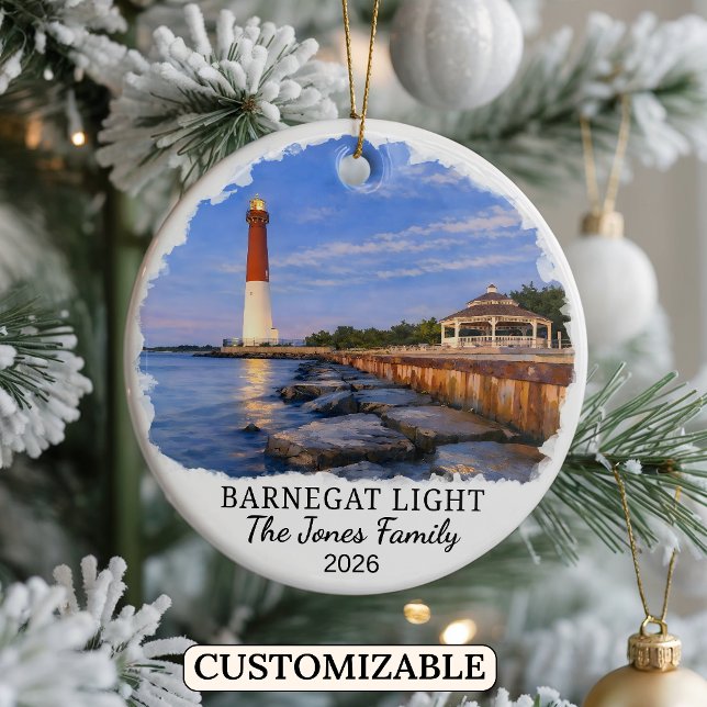 Personalised Barnegat Light, Custom New Jersey Ceramic Tree Decoration (Creator Uploaded)