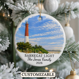 Personalised Barnegat Light, Custom New Jersey Ceramic Tree Decoration