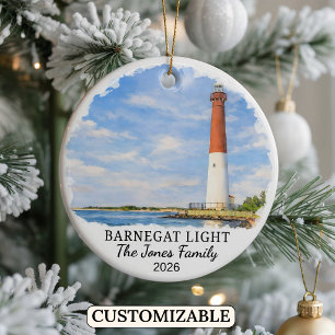 Personalised Barnegat Light, Custom New Jersey Ceramic Tree Decoration