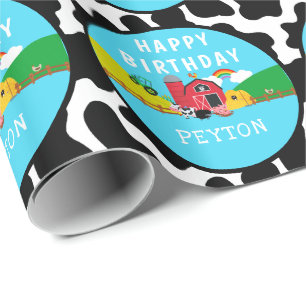 Personalised Barnyard Farm Animal Birthday Party Wrapping Paper