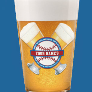 Personalised Baseball and Beer Glass