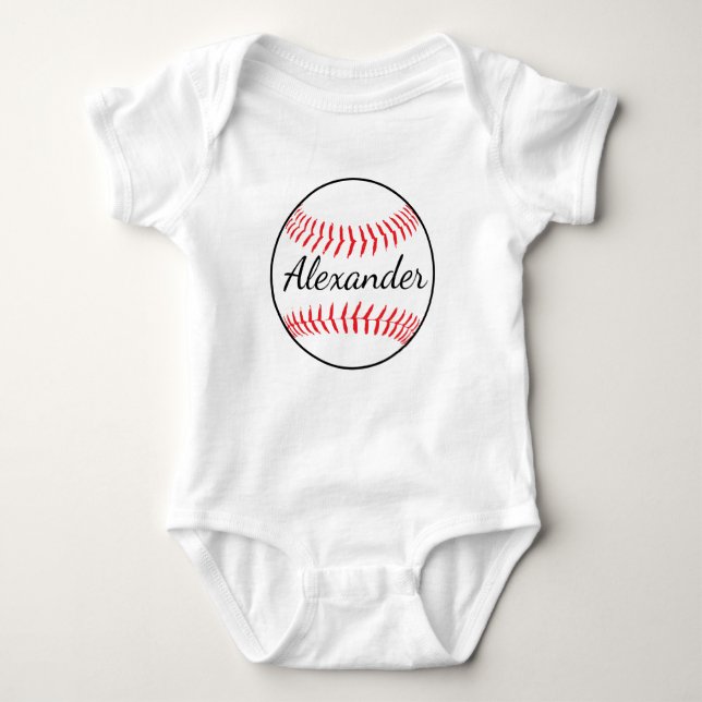 Personalised Baseball Ball Baby Bodysuit (Front)